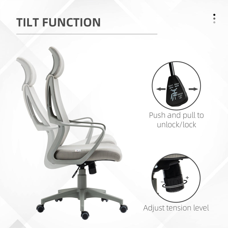 Ergonomic High-Back Mesh Home Office Chair with Wheels - Adjustable Height and Comfortable Lumbar Support - Ideal for Work from Home Professionals and Students