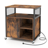 File Cabinet on Wheels with Charging Station and Cable Management Hole-