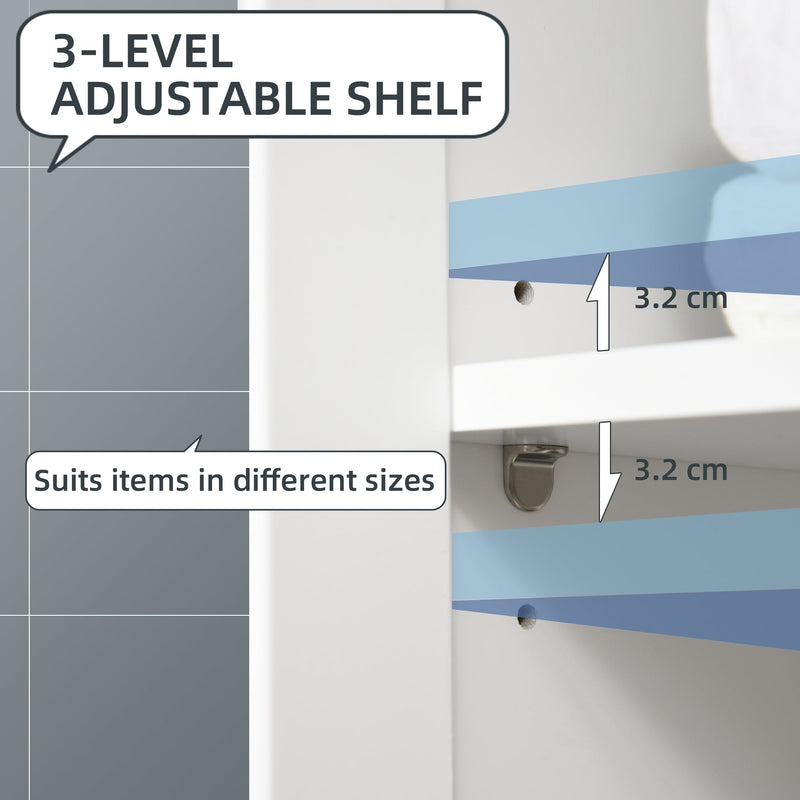 Bathroom Storage Organizer - White Double Door Cabinet with Drawer and Adjustable Shelf - Space-Saving Solution for Living Room and Bathroom Essentials
