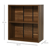 2-Tier Wooden Bookshelf in Walnut - Storage Unit with Shelves and Cupboard - Space-Saving Bookcase for Home and Office Organization