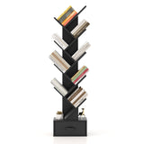 Freestanding Tree Bookshelf with Drawer, 10-Tier - Black Book Storage Display Unit - Ideal for Home and Office Organization