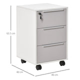 Mobile 3-Drawer File Cabinet with Lock - Multifunctional Storage Chest and Side Table on Wheels - Secure Organization for Home Office, Bedroom, and Living Room