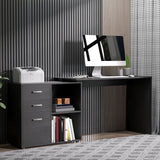 L-Shaped Computer Desk with Drawers and File Cabinet - Spacious Workstation for Home Office - Ideal for Organization and Comfortable Working Environment