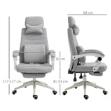 Adjustable Swivel Home Office Chair with Manual Footrest - Ergonomic Recliner Seat with Padding, Armrests, and 2 Pillows in Modern Grey - Ideal for Comfortable Working and Relaxation
