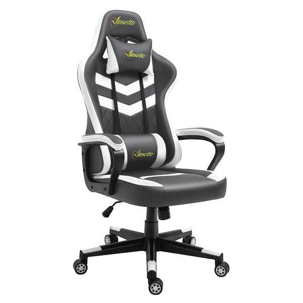 Ergonomic Racing-Style Gaming Chair - Adjustable Lumbar Support, Headrest, 360° Swivel, Durable PVC Leather - Comfortable Home Office Seating for Gamers and Professionals