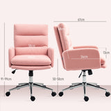 HOMCOM Home Office Chair, Upholstered Sherpa Fleece Desk Chair with Height Adjustable, Tilt Function and 360° Swivel Wheels for Home Office and Study Room, Pink