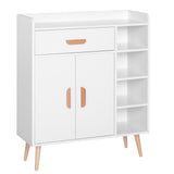 Floor Storage Sideboard - Versatile Cupboard with Drawer for Hallway, Kitchen, Bedroom, Living Room - Organizational Furniture in Classic White Design