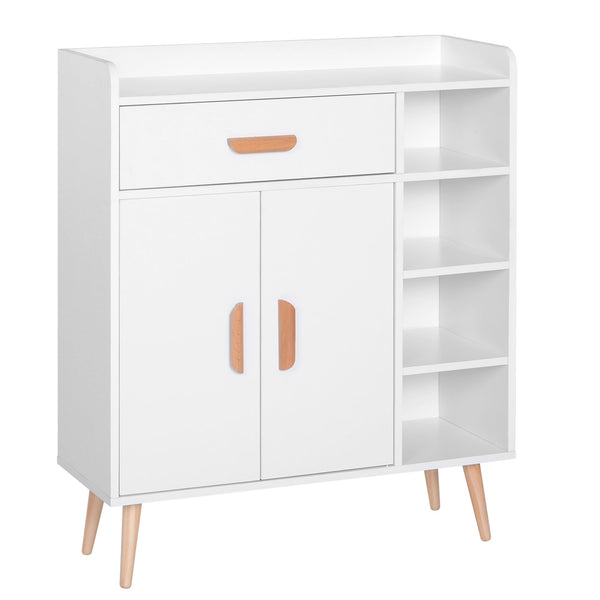 Floor Storage Sideboard - Versatile Cupboard with Drawer for Hallway, Kitchen, Bedroom, Living Room - Organizational Furniture in Classic White Design