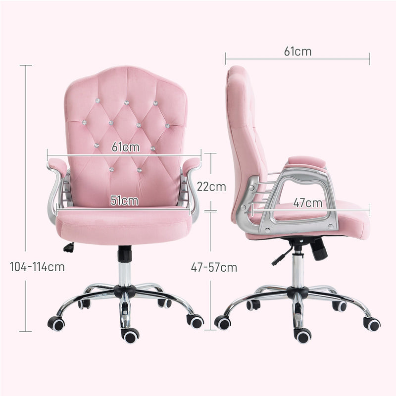 Ergonomic Office Chair - Adjustable Height & Tilt, 360-Degree Swivel Wheels, Pink - Ideal for Comfortable Desk Seating in Offices or Home Study