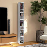 HOMCOM 204 CD Storage Unit, DVD Storage Tower with 12 Cubes, 175cm Tall Bookcase for Living Room, Home Office, Study Room, White