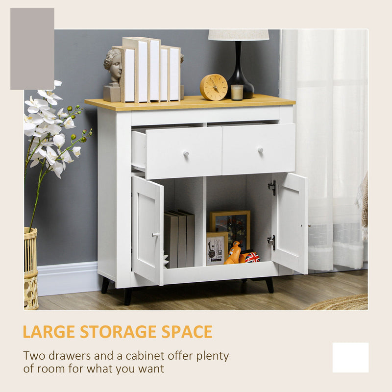 Modern White Sideboard Cabinet - Double Doors and Drawers for Storage - Ideal for Dining Room, Living Room, and Entryway Organization