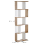 5-Tier S-Shaped Bookcase - Modern Storage Display Shelving Unit, Room Divider - Ideal for Home and Office Organization