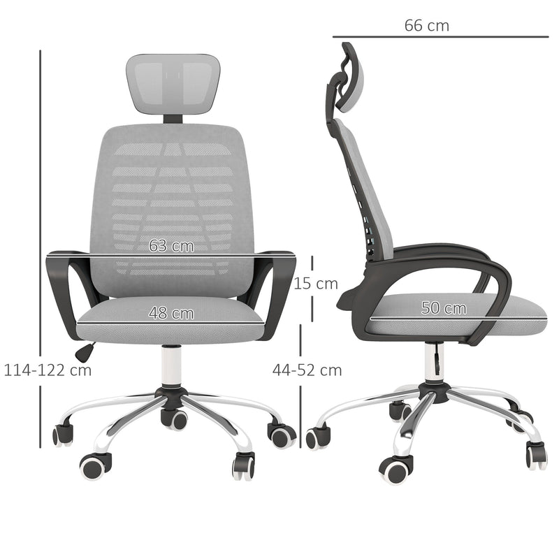 Ergonomic Mesh Office Chair with Adjustable Headrest and Armrests - Lumbar Support for Comfortable Work Seating - Ideal for Home and Office Use