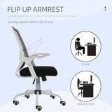 Ergonomic Mesh Office Chair with Flip-up Armrests - Lumbar Support and Smooth-Rolling Swivel Wheels - Comfortable Seating for Home Office and Desk Work