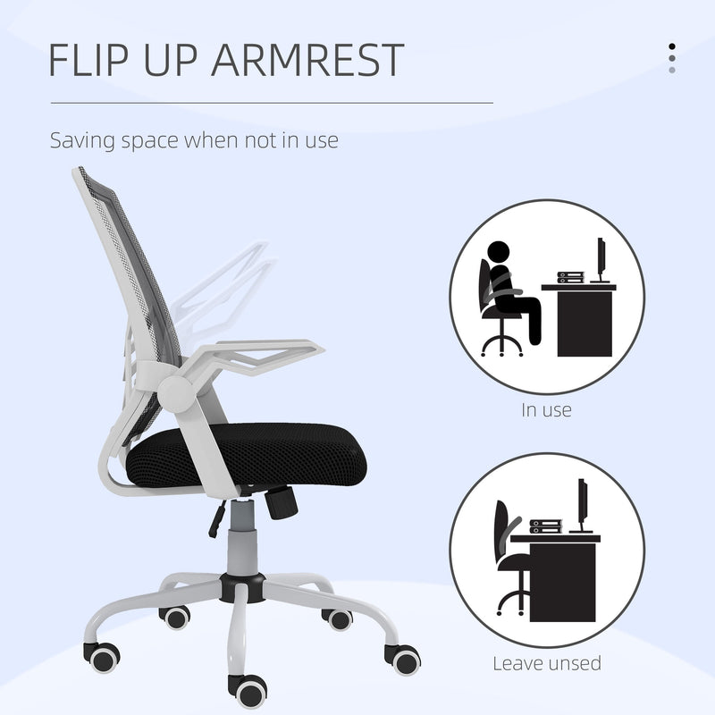 Ergonomic Mesh Office Chair with Flip-up Armrests - Lumbar Support and Smooth-Rolling Swivel Wheels - Comfortable Seating for Home Office and Desk Work