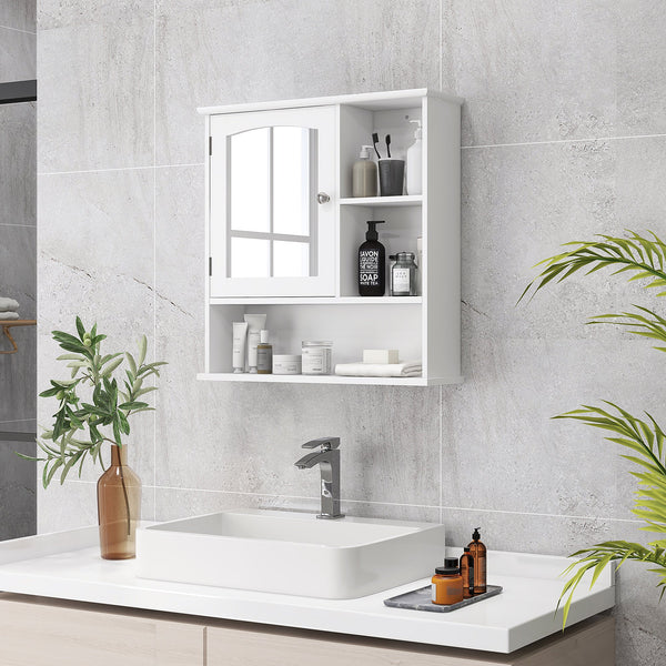 Wall Mounted Bathroom Cabinet with Mirror - Adjustable Shelving Storage Organizer for Home - Ideal for Bathroom, Kitchen, Bedroom Spaces