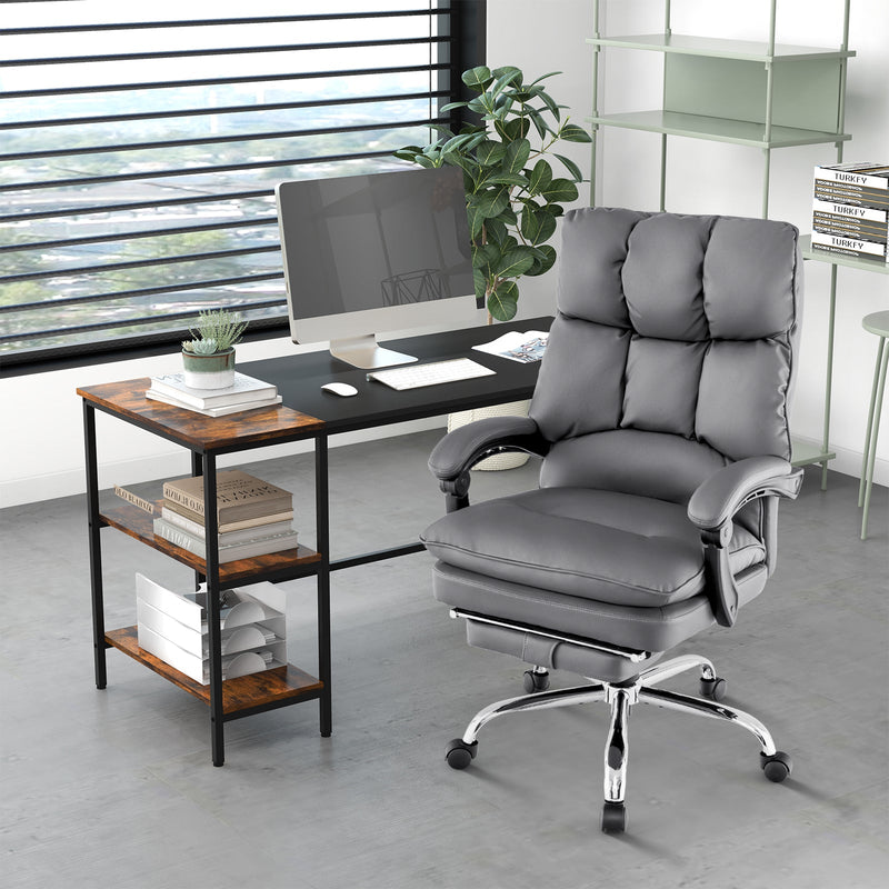Ergonomic Adjustable Chair - High Back Rolling Computer Chair with Retractable Footrest - Ideal for Extended Desk Work or Gaming Sessions
