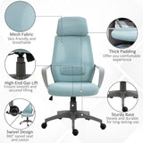 Ergonomic Mesh Office Chair with Wheels - High Back and Adjustable Height - Ideal for Home Office Comfort in Blue