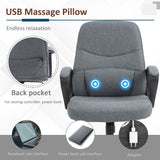 Ergonomic High-Back Office Chair with Lumbar Massager - 360° Swivel, Adjustable Height & Tilt, Grey - Enhanced Comfort for Extended Desk Work