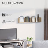 HOMCOM Wall Mount 84 CD / 56 DVD/Blu-ray/ Media Storage Rack 4 Cubes, Wooden Shelf Organiser Unit Bookcase Display, Set of 2, Natural Wood Finish