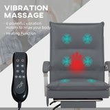 Ergonomic Reclining Office Chair with Vibration Massage and Heat - Faux Leather Desk Chair with Footrest, Armrest, and Plush Double-Tiered Padding, Grey - Comfort for Long Hours at Work