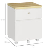Mobile File Cabinet with 2 Lockable Drawers - A4 Hanging Bars and Smooth-Rolling Wheels for Documents - Ideal for Home Office and Study Storage, White