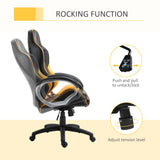 High-Back Faux Leather Office Chair with Diamond Line Detailing - Ergonomic Rocker Swivel Desk Chair with Wheels, Black and Orange - Ideal for Home Office and Computer Workstations