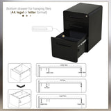 3-Drawer Mobile File Cabinet with Lock - Sturdy All-Metal Rolling Storage Solution - Secure and Organize Documents for Home Office Use