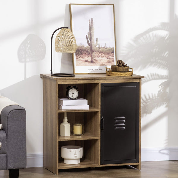 3-Tier Cupboard Storage Cabinet with Steel Door - Adjustable Home Organizer Sideboard for Dining, Living Room, Kitchen - Ideal for Space Optimization and Clutter Reduction