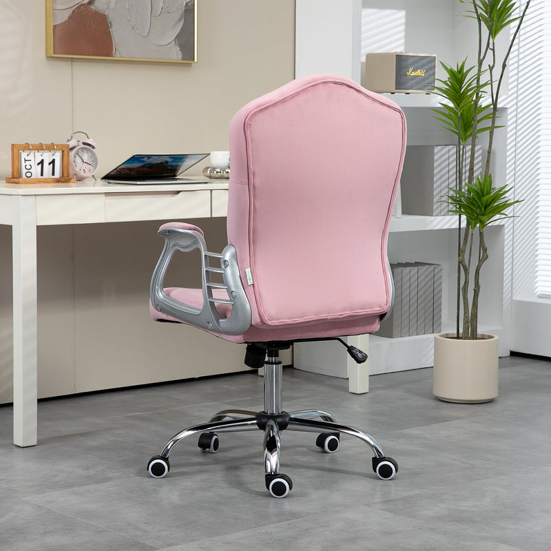 Ergonomic Office Chair - Adjustable Height & Tilt, 360-Degree Swivel Wheels, Pink - Ideal for Comfortable Desk Seating in Offices or Home Study