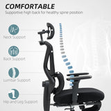 HOMCOM Executive Office Chair, Ergonomic Mesh Desk Chair with 3D Armrests, Rotatable Headrest, Adjustable Lumbar Support, Recliner Computer Swivel Chair with Footrest for Home Office, Black