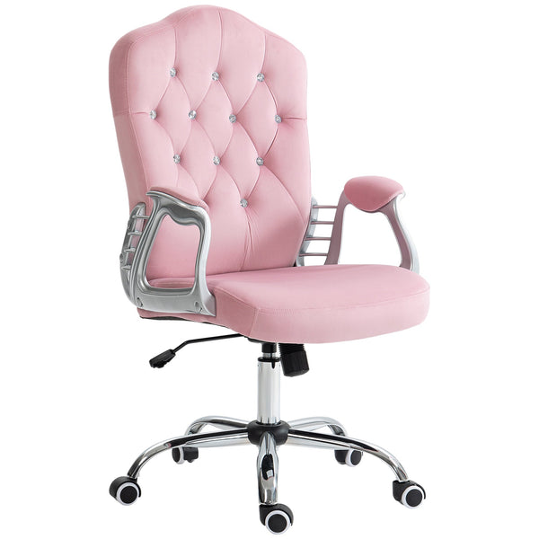 Ergonomic Office Chair - Adjustable Height & Tilt, 360-Degree Swivel Wheels, Pink - Ideal for Comfortable Desk Seating in Offices or Home Study