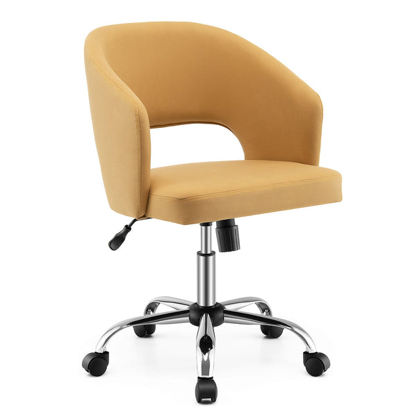 Adjustable Height Swivel Chair - 5 Universal Wheels and Metal Base, Vibrant Yellow - Ideal for Comfortable and Flexible Seating Solutions