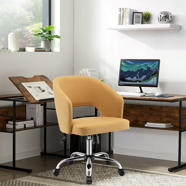 Adjustable Height Swivel Chair - 5 Universal Wheels and Metal Base, Vibrant Yellow - Ideal for Comfortable and Flexible Seating Solutions