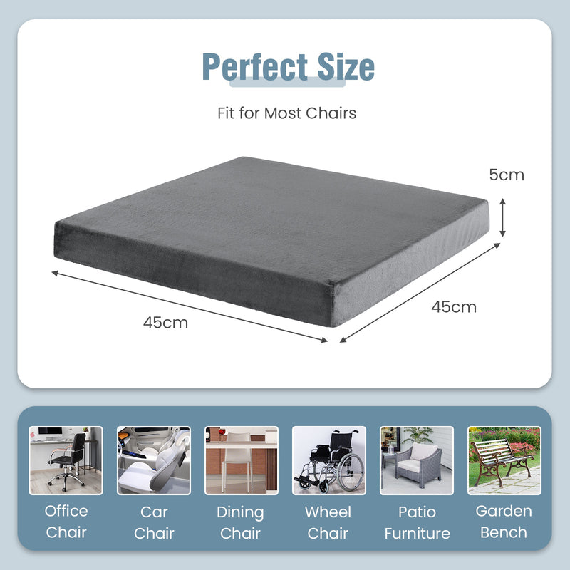 Memory Foam Seat Cushion - 18x18 Inches in Brown - Ideal Comfort Solution for Office Chairs and Seating Furniture