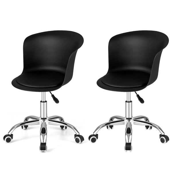 Office Desk Chair Set of 2 - Universally Mobile With Rolling Casters, Black Finish - Ideal for Office Settings or Home Study Rooms