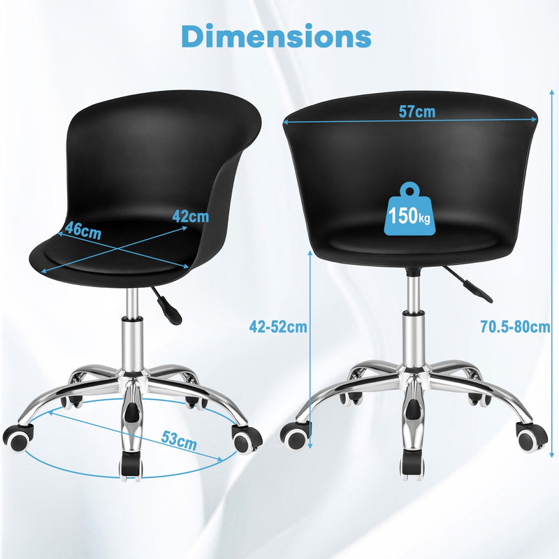 Office Desk Chair Set of 2 - Universally Mobile With Rolling Casters, Black Finish - Ideal for Office Settings or Home Study Rooms