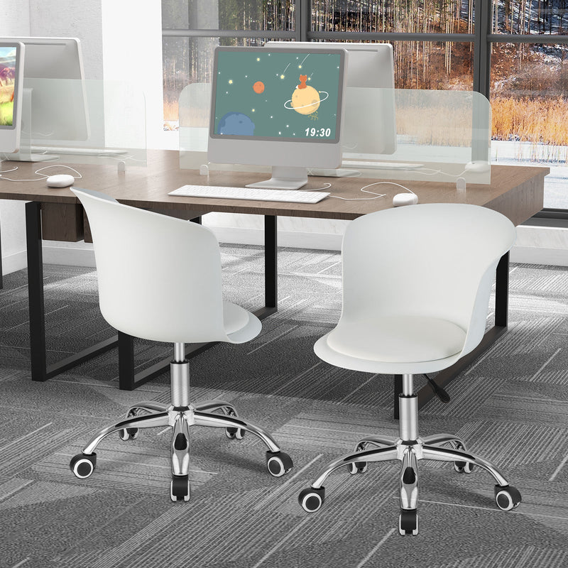 Office Desk Chair Set of 2 - Universally Mobile With Rolling Casters, Black Finish - Ideal for Office Settings or Home Study Rooms