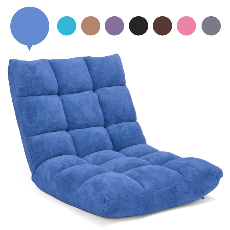 Coral Velvet - Adjustable Floor Gaming Chair with 14-Position Back, Black - Ideal for Comfortable and Flexible Gaming Set-Up