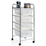 Mobile Trolley Storage Unit - 4 Drawer Cart on Wheels, Removable Plastic Bins in Black - Ideal Solution for Portable Organization Needs