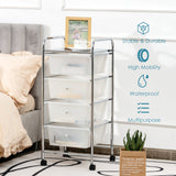 Mobile Trolley Storage Unit - 4 Drawer Cart on Wheels, Removable Plastic Bins in Black - Ideal Solution for Portable Organization Needs