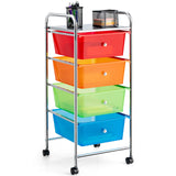 Mobile Trolley Storage Unit - 4 Drawer Cart on Wheels, Removable Plastic Bins in Black - Ideal Solution for Portable Organization Needs