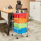Mobile Trolley Storage Unit - 4 Drawer Cart on Wheels, Removable Plastic Bins in Black - Ideal Solution for Portable Organization Needs
