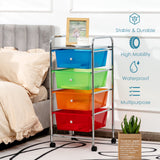 Mobile Trolley Storage Unit - 4 Drawer Cart on Wheels, Removable Plastic Bins in Black - Ideal Solution for Portable Organization Needs