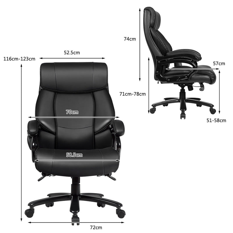 PU Leather & Thick Foam Cushion Massage Office Chair - Comfortable Workstation Furniture in Black - Perfect for Office Employees Seeking Comfort & Relaxation