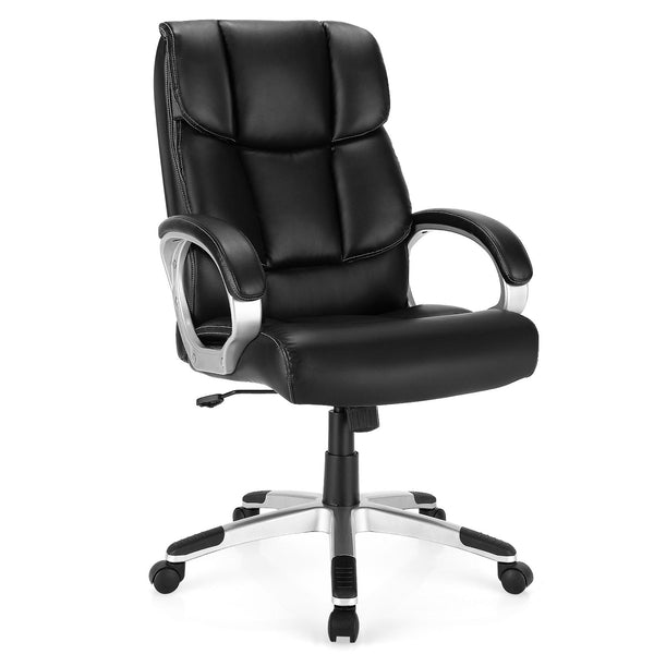 Height Adjustable, Leather Upholstered Office Chair with Rocking Backrest - Perfect for Comfortable Long-Hour Office Work