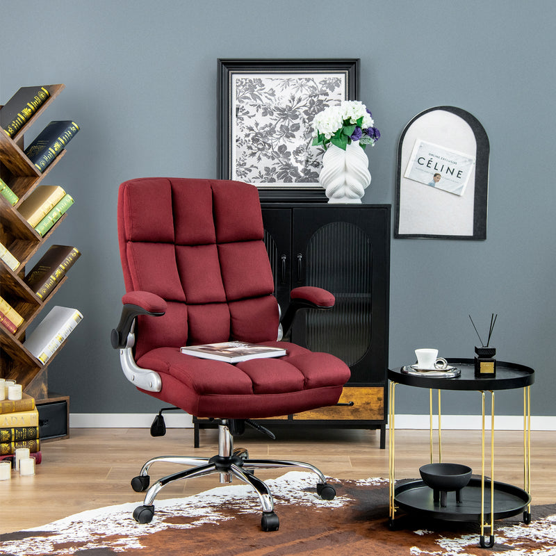 Linen Upholstered Executive Chair - Ergonomic High Back Design for Home Office Use - Perfect Comfort Solution for Busy Professionals, Beige