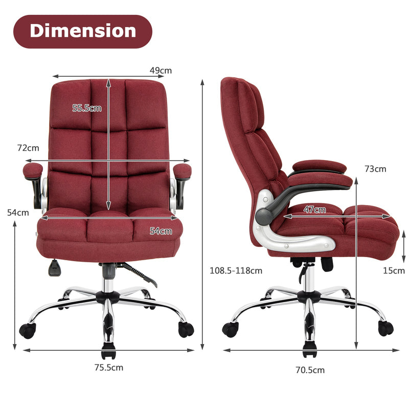 Linen Upholstered Executive Chair - Ergonomic High Back Design for Home Office Use - Perfect Comfort Solution for Busy Professionals, Beige
