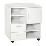 Mobile Storage Cabinet Sideboard - Cupboard with 4 Shelves, Drawers, and Lockable Wheels - Space-Saving Organizer for Home or Office