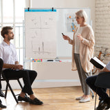 Mobile Magnetic Whiteboard - Double-Sized, Easily Movable with 4 Lockable Wheels - Ideal for Presentations, Lessons, and Office Use